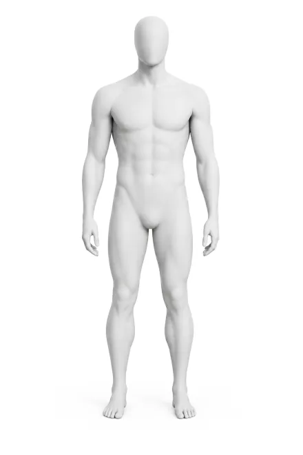 A white mannequin body standing upright